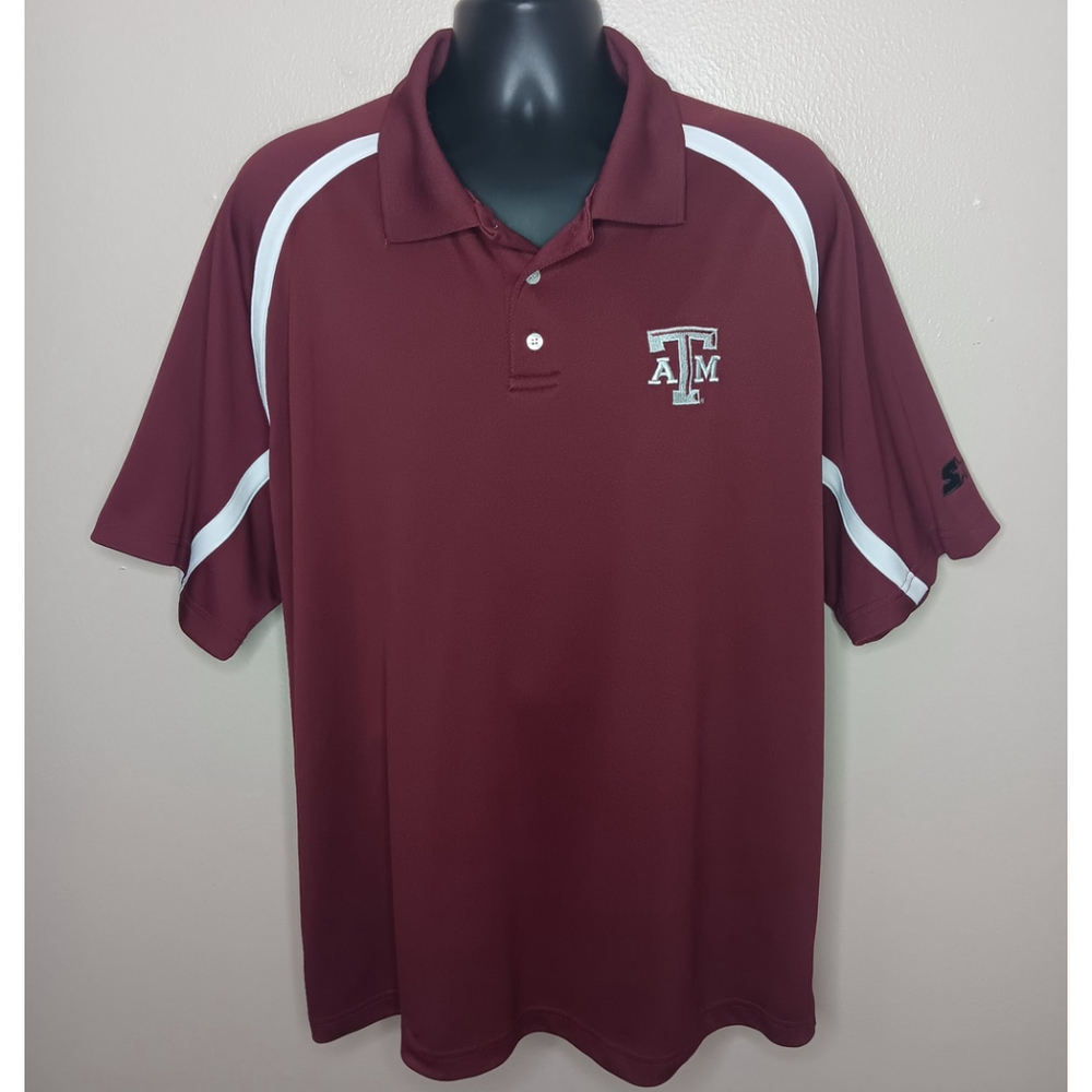 Vintage 90s Starter Texas A&M Aggies Men's XL Shirt S/S Polo Maroon NCAA